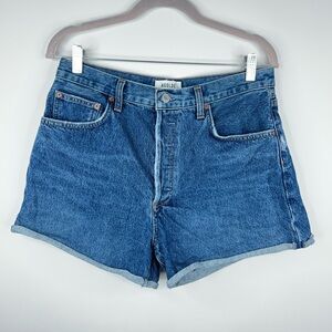 Agolde Dee Denim Shorts Dark Wash Enamour High Rise Button Fly Cutoffs Size 30
